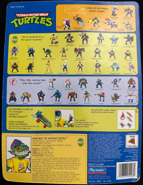 Teenage Mutant Ninja Turtles Mondo Gecko Playmates 1990 Unpunched