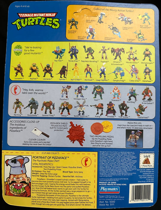 Teenage Mutant Ninja Turtles Pizza Face Playmates 1990 Unpunched