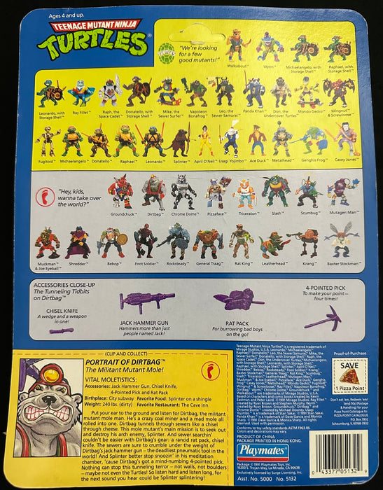 Teenage Mutant Ninja Turtles Dirtbag Playmates 1991 Unpunched