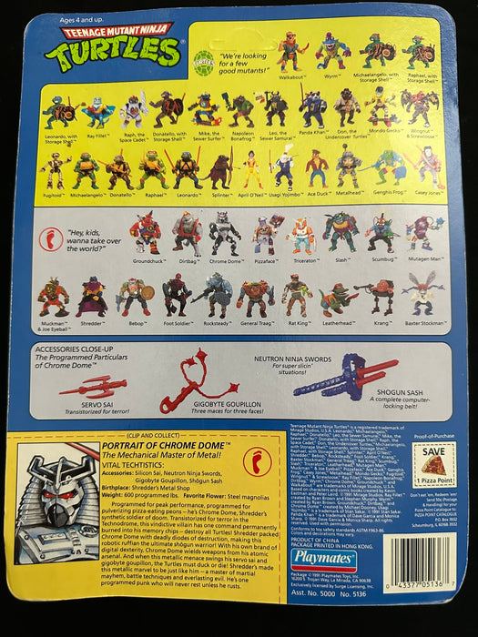 Teenage Mutant Ninja Turtles Chrome Dome Playmates 1991 Unpunched
