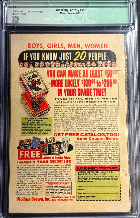 Amazing Fantasy # 15  CGC 1.0