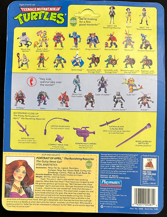 Teenage Mutant Ninja Turtles April O'Neil Ravishing Reporter Playmates 1992 Unpunched