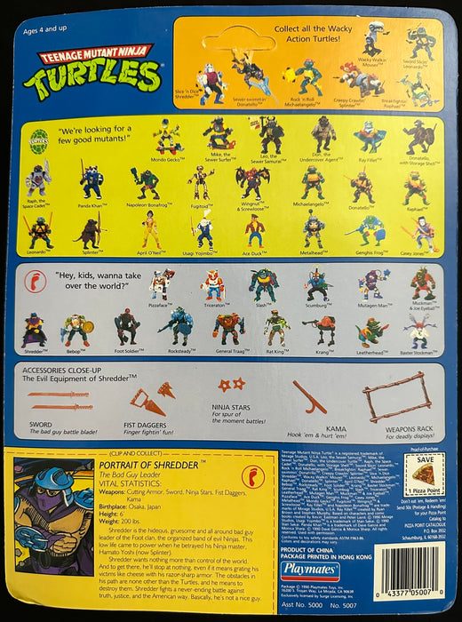 Teenage Mutant Ninja Turtles Shredder Playmates 1988 Unpunched