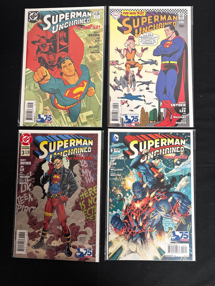 Superman Unchained #  3  NM+ (9.6) Variants, Bolland