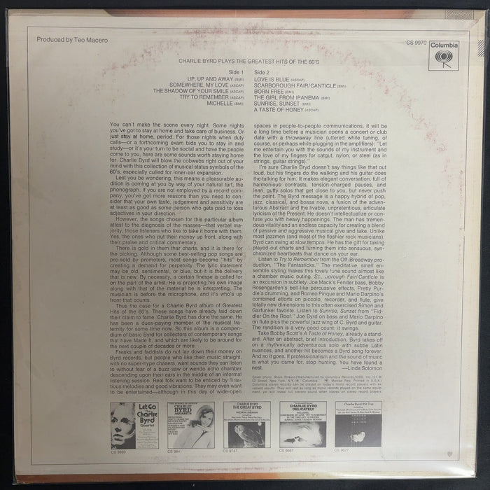 Charlie Byrd Charlie Byrd Plays The Greatest Hits Of The 60's