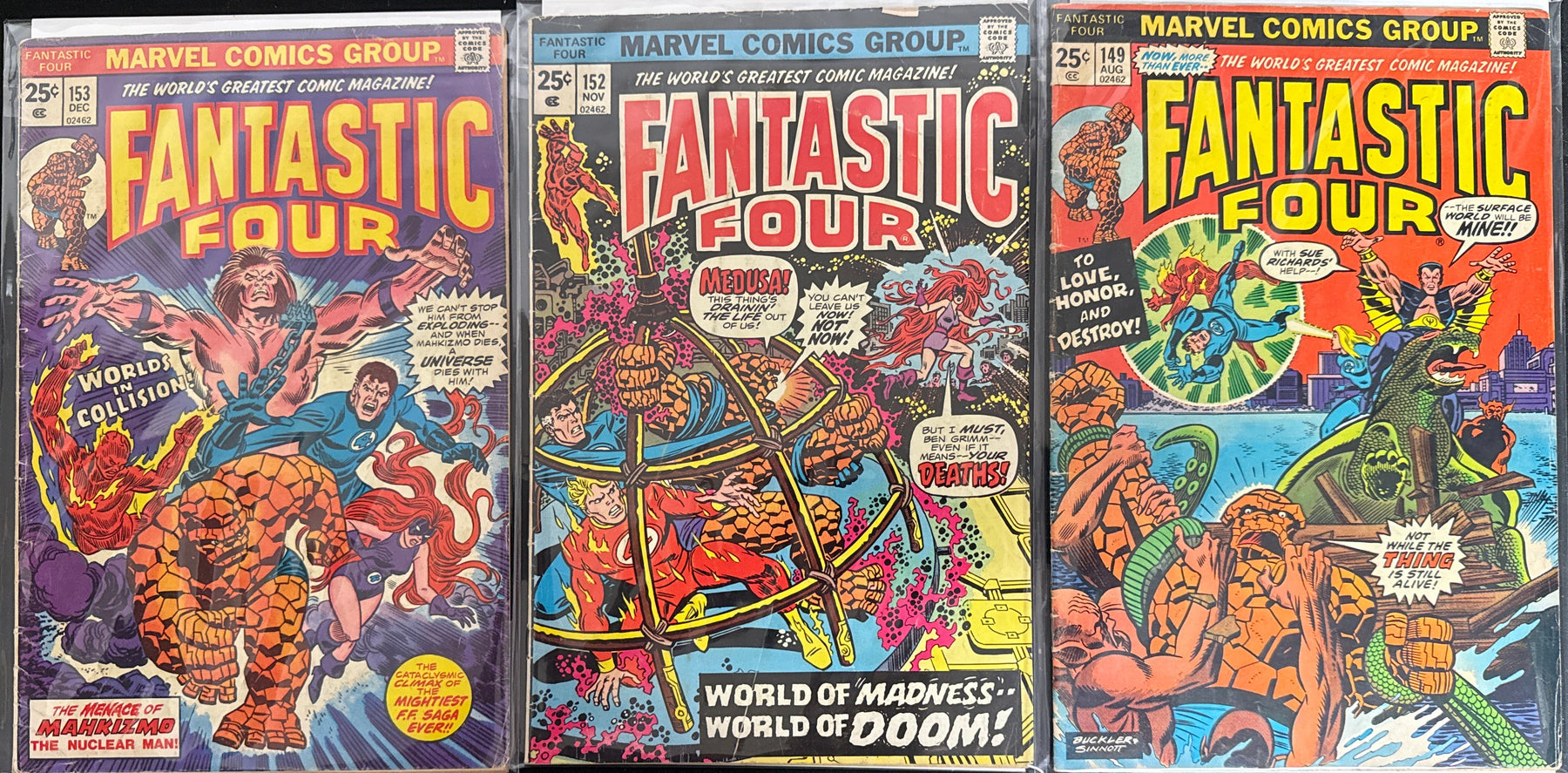 Fantastic Four #149, 152, 153 VG- (3.5) Missing Marvel Value Stamps