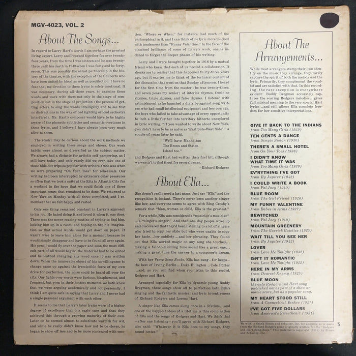 Ella Fitzgerald Sings The Rodgers And Hart Song Book Volume 2