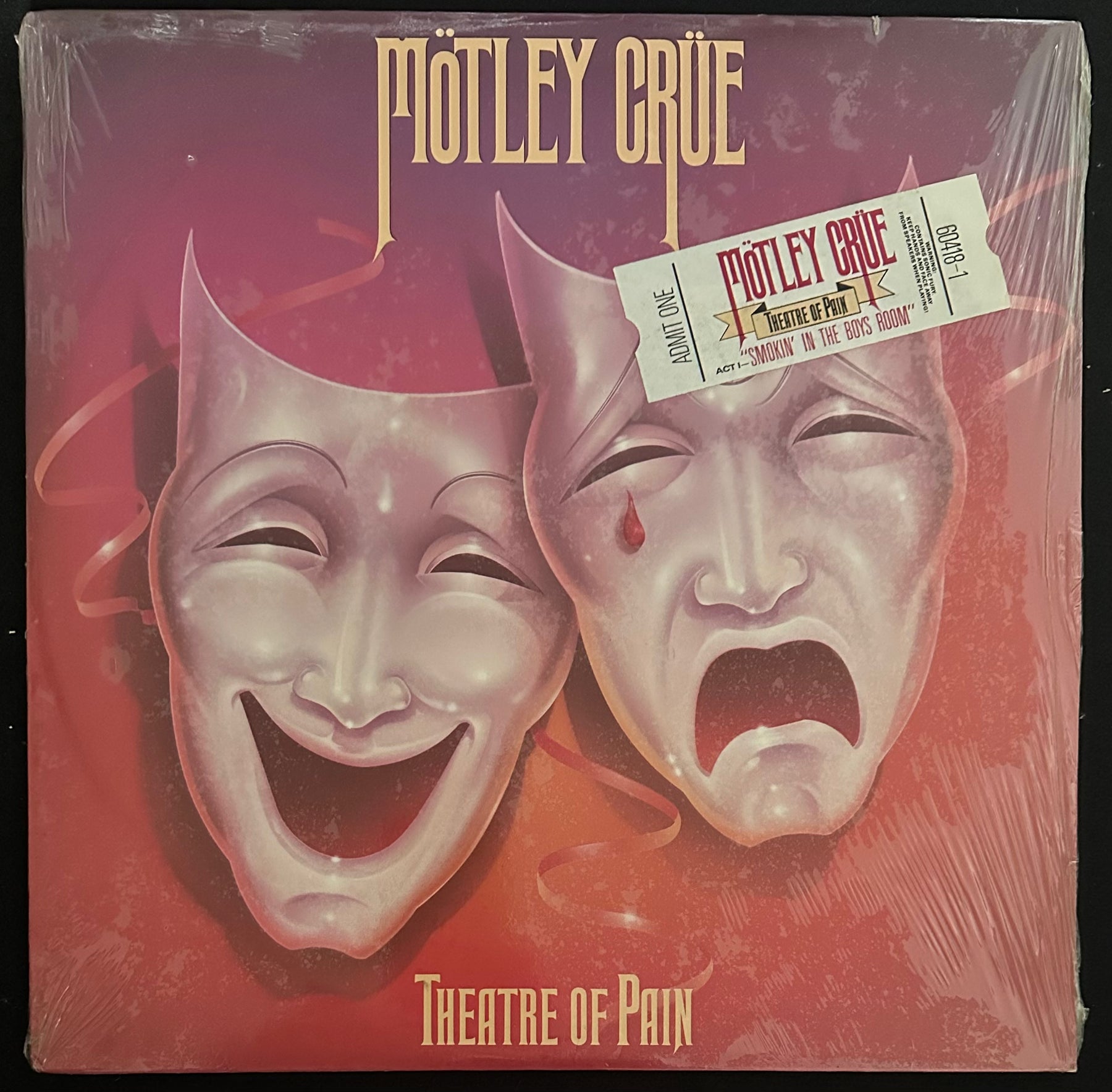 Mötley Crüe Theatre of Pain (1985) - 1st Pressing "Admit One" Hype Sticker SEALED