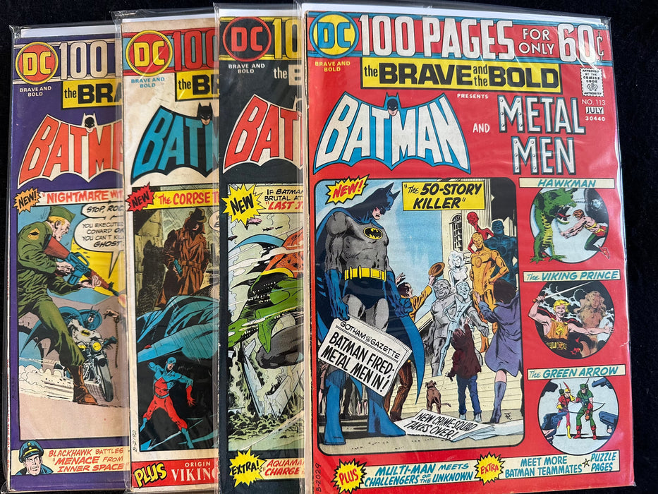 Brave and the Bold #113,114,115,117 100 Pages (4 Issues) Batman Spectre Grundy