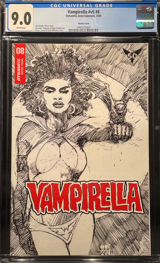 Vampirella #  8 Incentive Black and White Cover Denys Cowan CGC 9.0