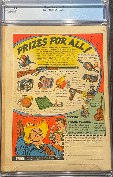 Master Comics # 24 CGC 4.0