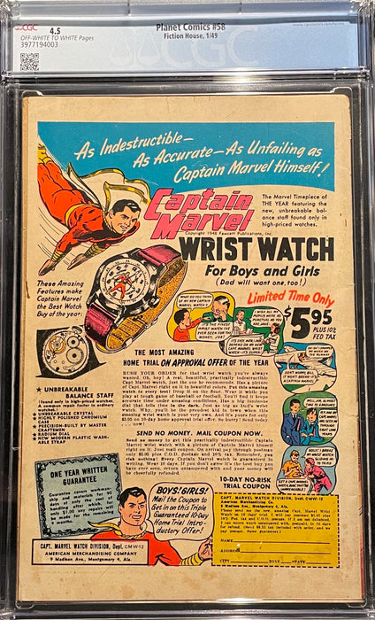 Planet Comics # 58  CGC 4.5