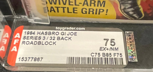Hasbro G.I. Joe Roadblock Series 3 / 32 Back AFA 75