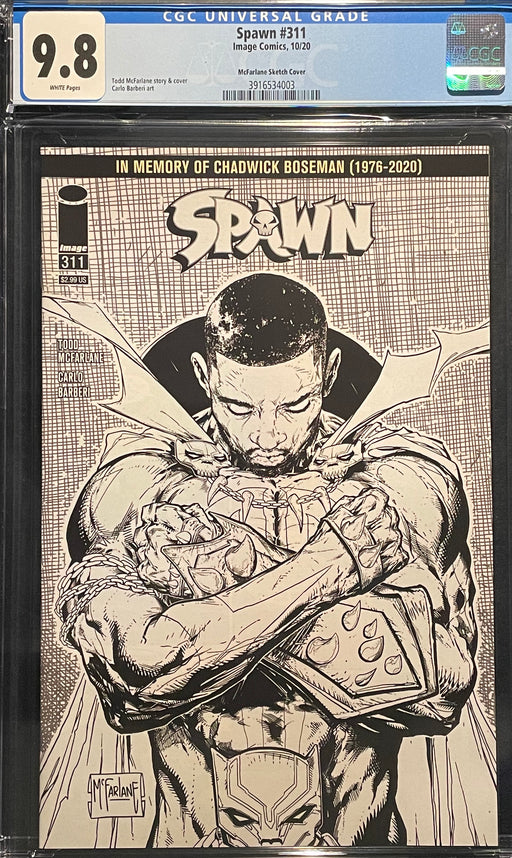 Spawn #311  Chadwick Boseman Tribute - B&W CGC 9.8