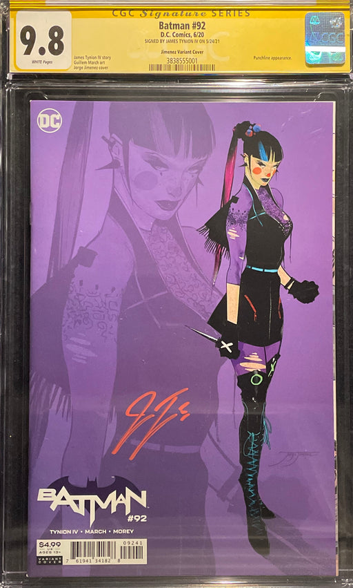 Batman # 92 Jorge Jimenez Variant Cover CGC 9.8 Signature